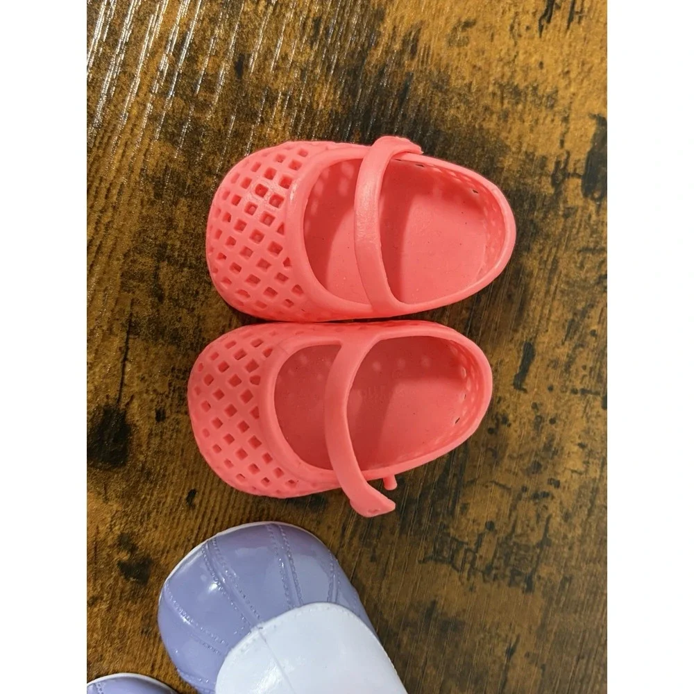 Our Generation Doll Shoes Lot Of 2 Pairs - Purple Boots and Coral Slip Ons